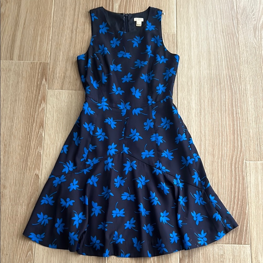 Floral J Crew Dress - Black and Blue